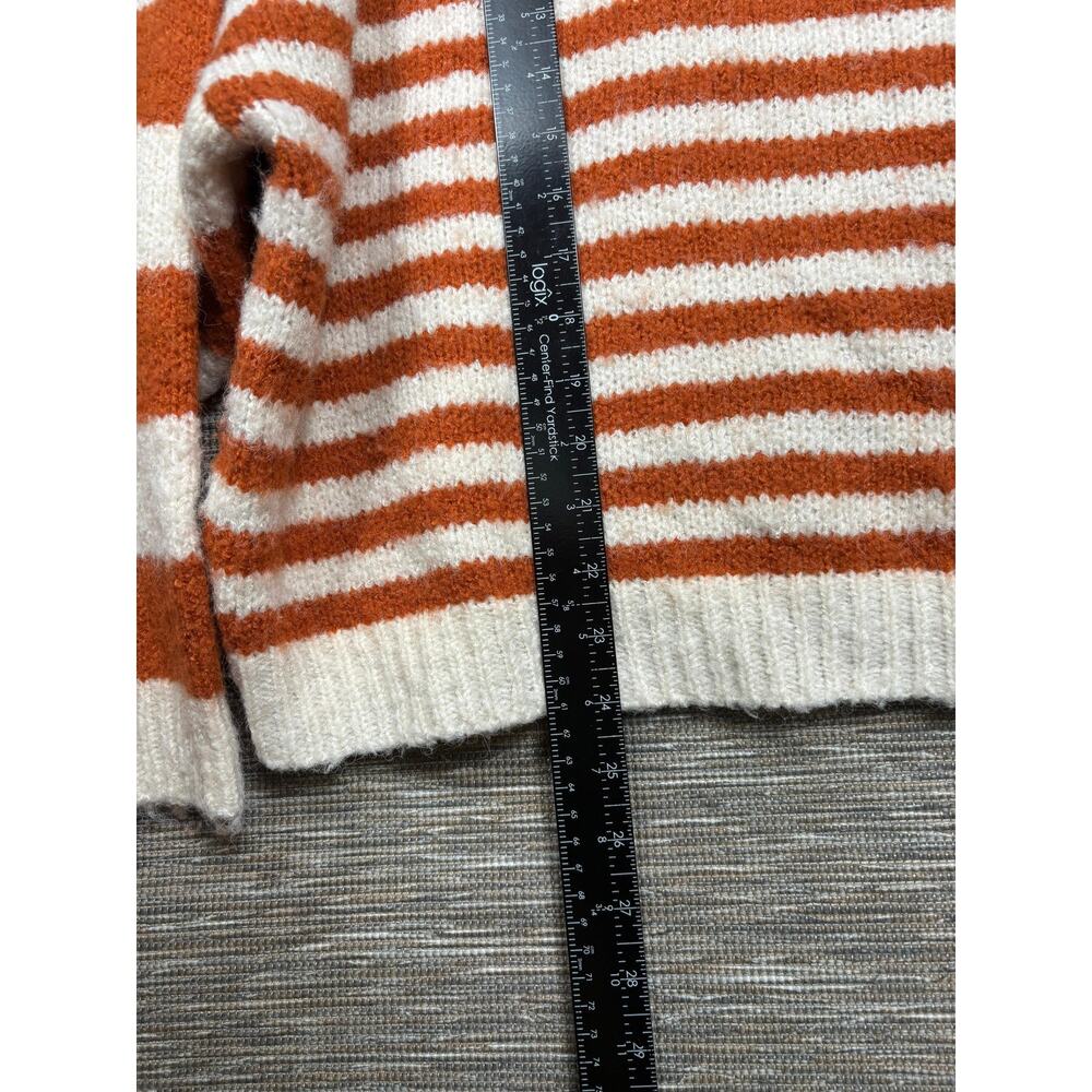 BIBI Sweater Womens L Orange White Stripe Dolman Sleeve Chunky Knit Pullover - Picture 7 of 7